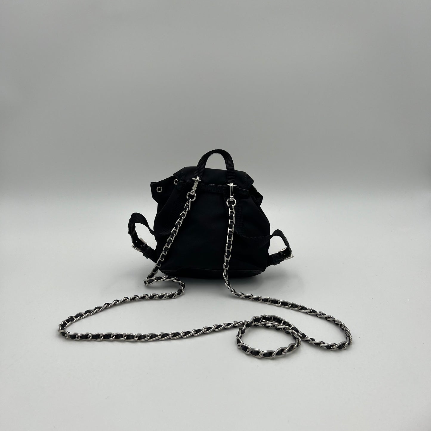 Prada Black Nylon Mini Backpack Crossbody