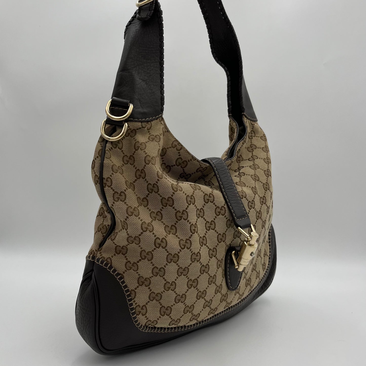Gucci Brown Monogram Canvas and Leather 1961 Jackie Bag