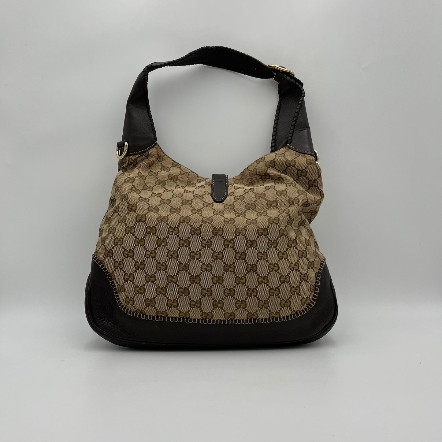 Gucci Brown Monogram Canvas and Leather 1961 Jackie Bag