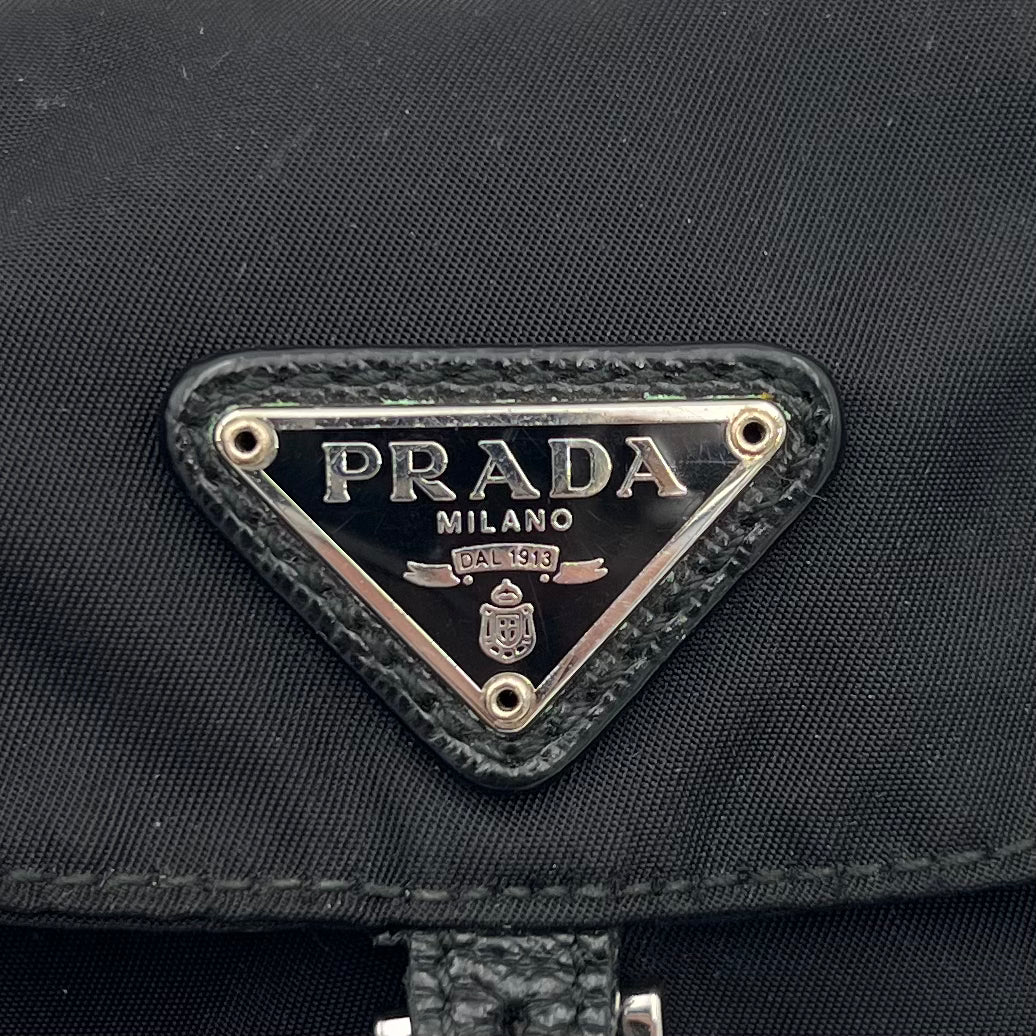 Prada Black Nylon Mini Backpack Crossbody