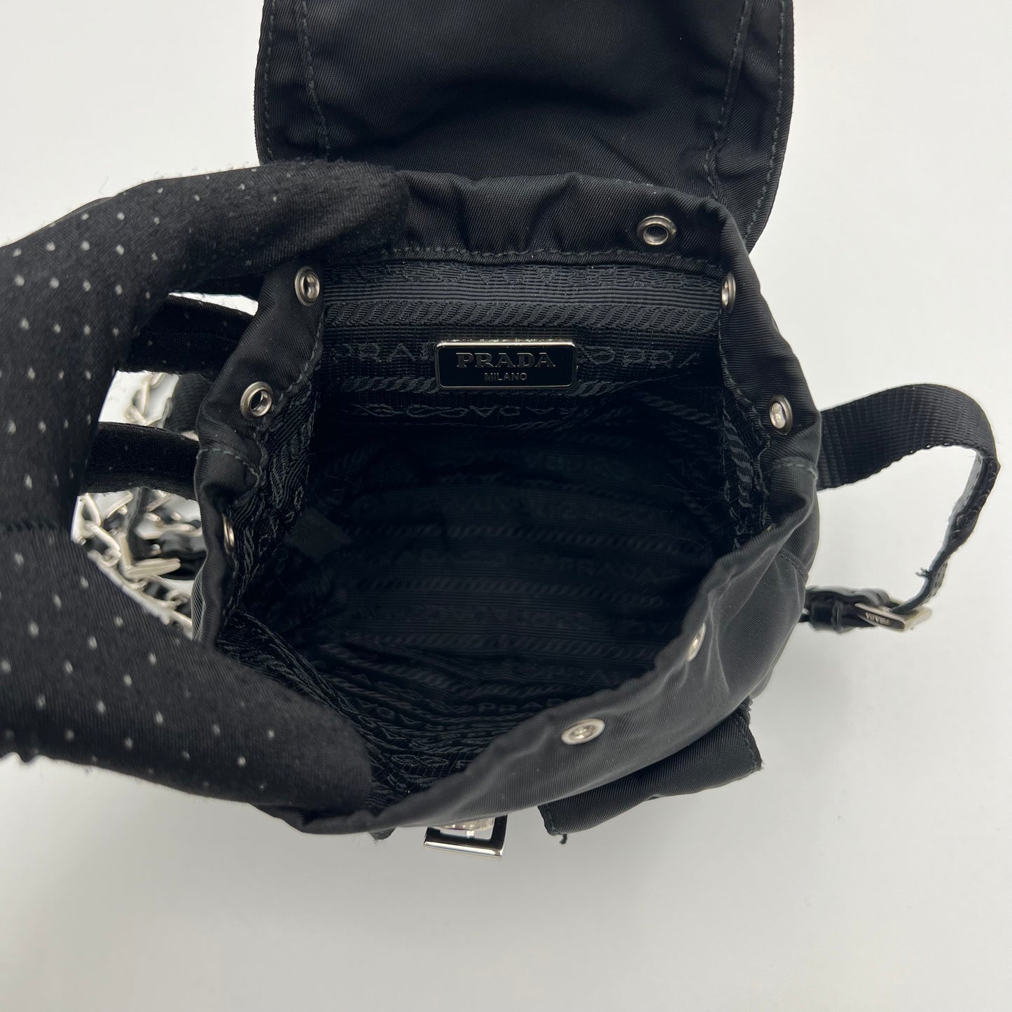 Prada Black Nylon Mini Backpack Crossbody