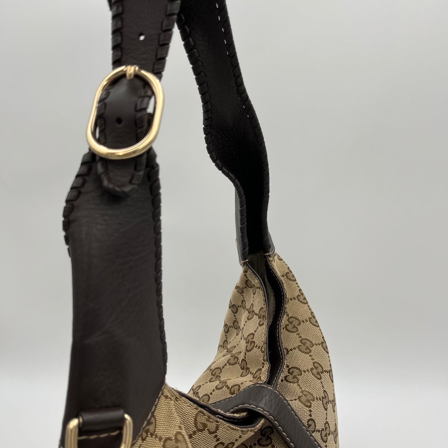 Gucci Brown Monogram Canvas and Leather 1961 Jackie Bag