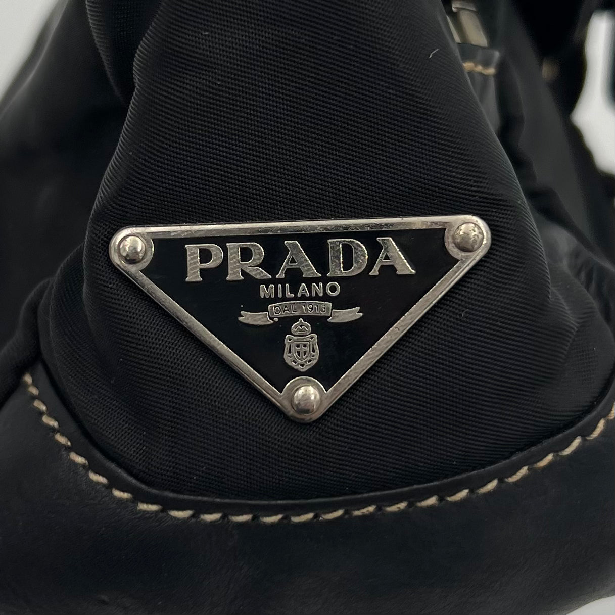 Prada Tessuto and Leather Double Pocket Flap Shoulder Bag