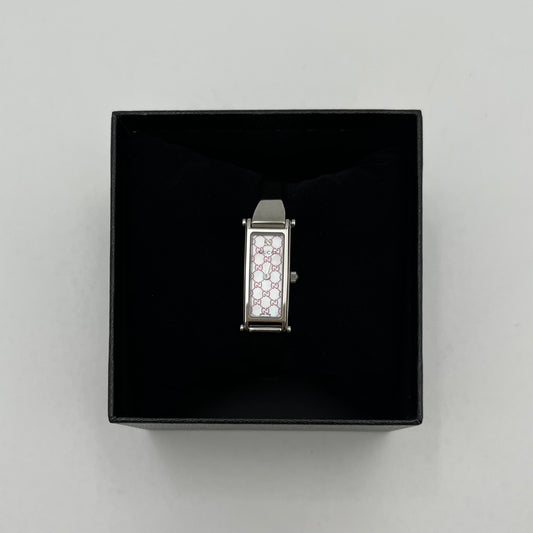 Gucci Vintage 1500L Pink Guccissima Dial w/ Single Diamond Marker Stainless Steel Quartz Ladies Bangle Watch