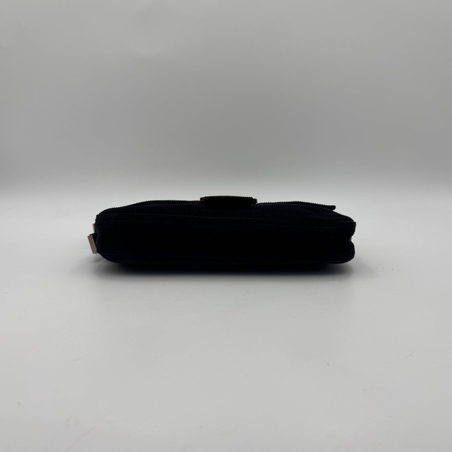 Fendi Black Corduroy Rose Gold Hardware Baguette