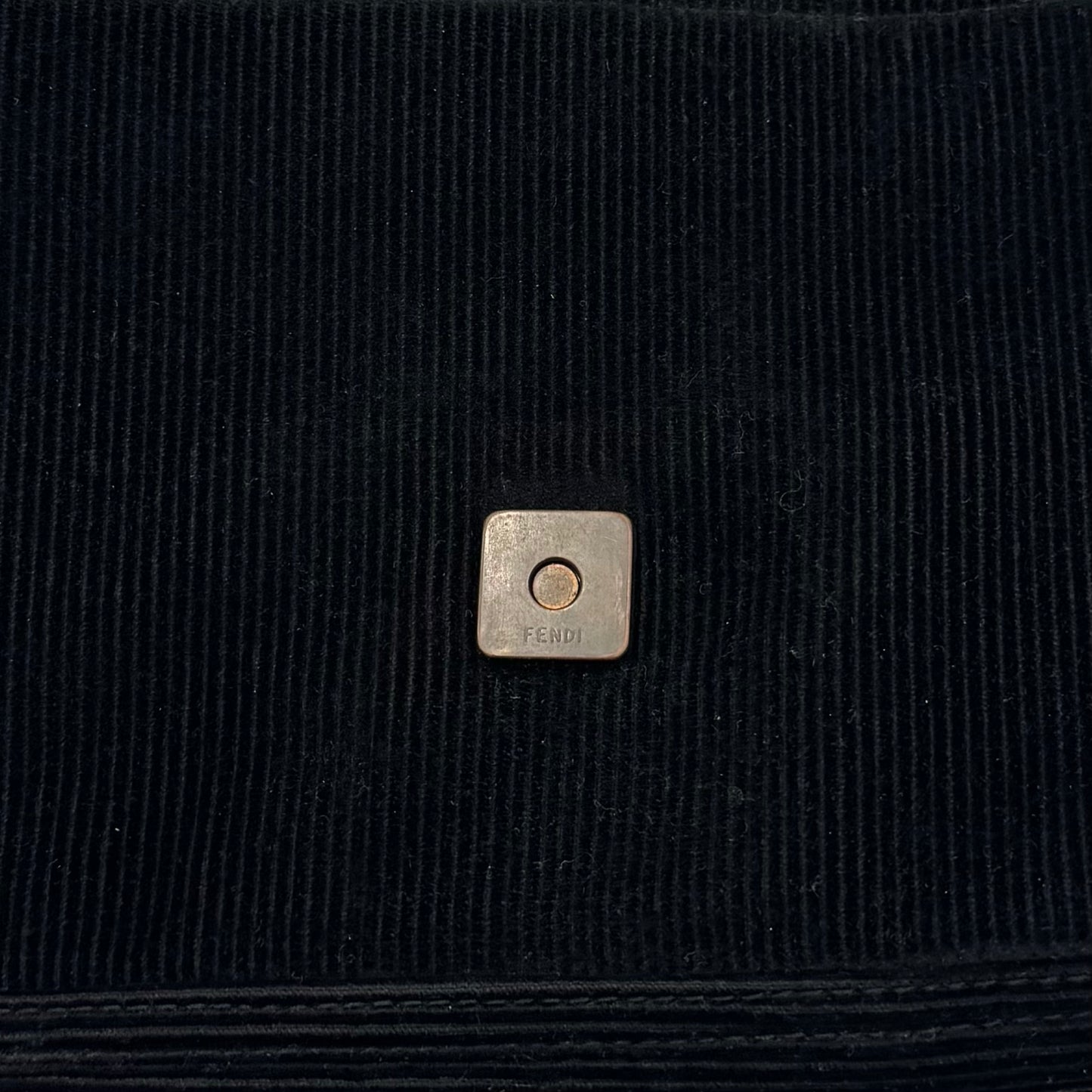 Fendi Black Corduroy Rose Gold Hardware Baguette