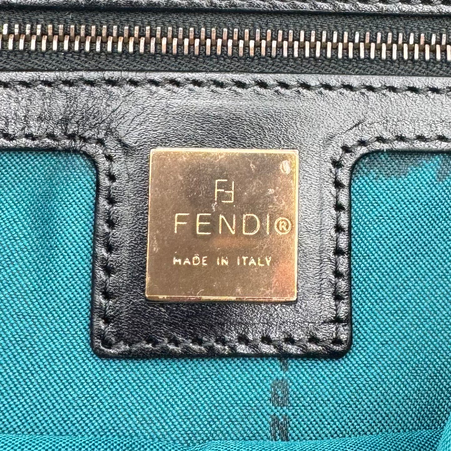 Fendi Black Corduroy Rose Gold Hardware Baguette