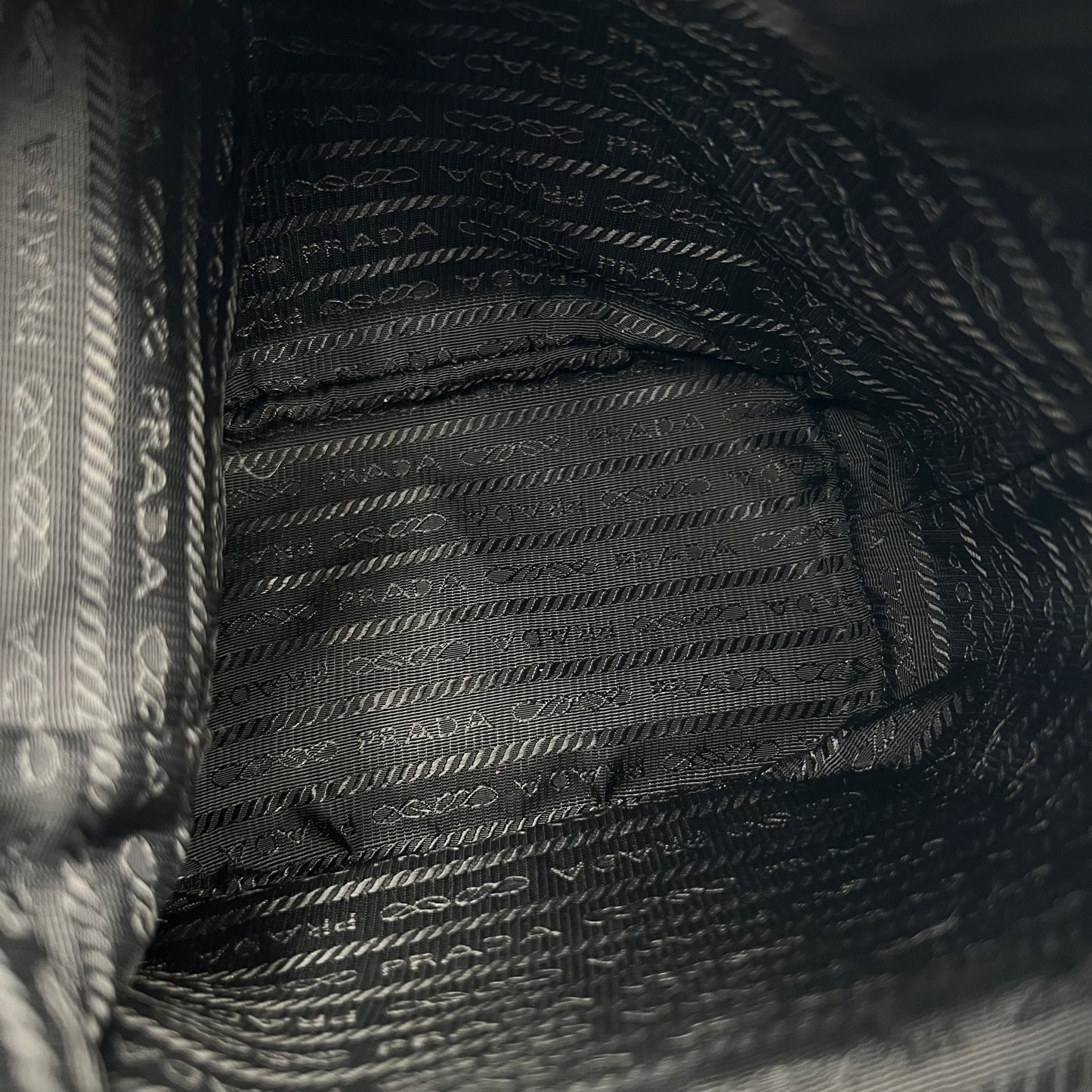 Prada Black Jacquard Drawstring Bucket Bag