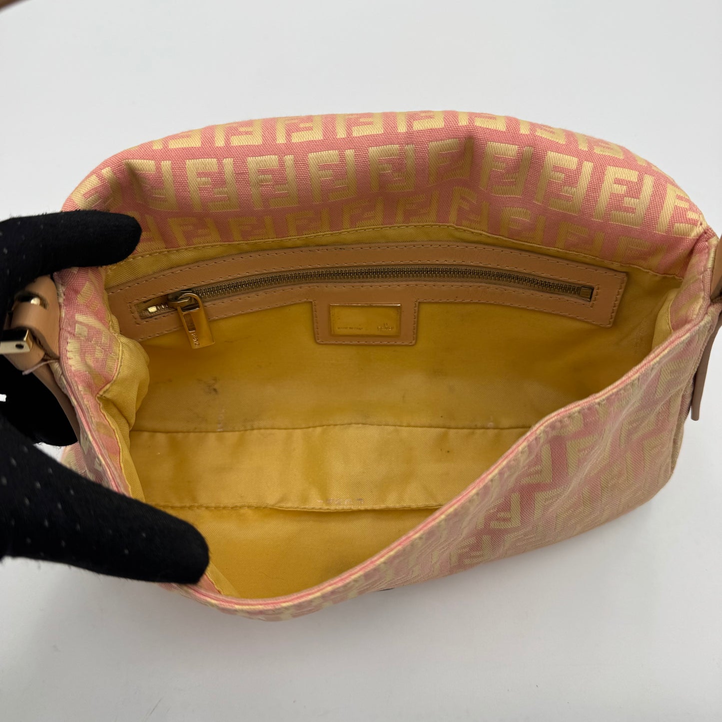 Fendi Light Pink Zucchino Baguette GHW