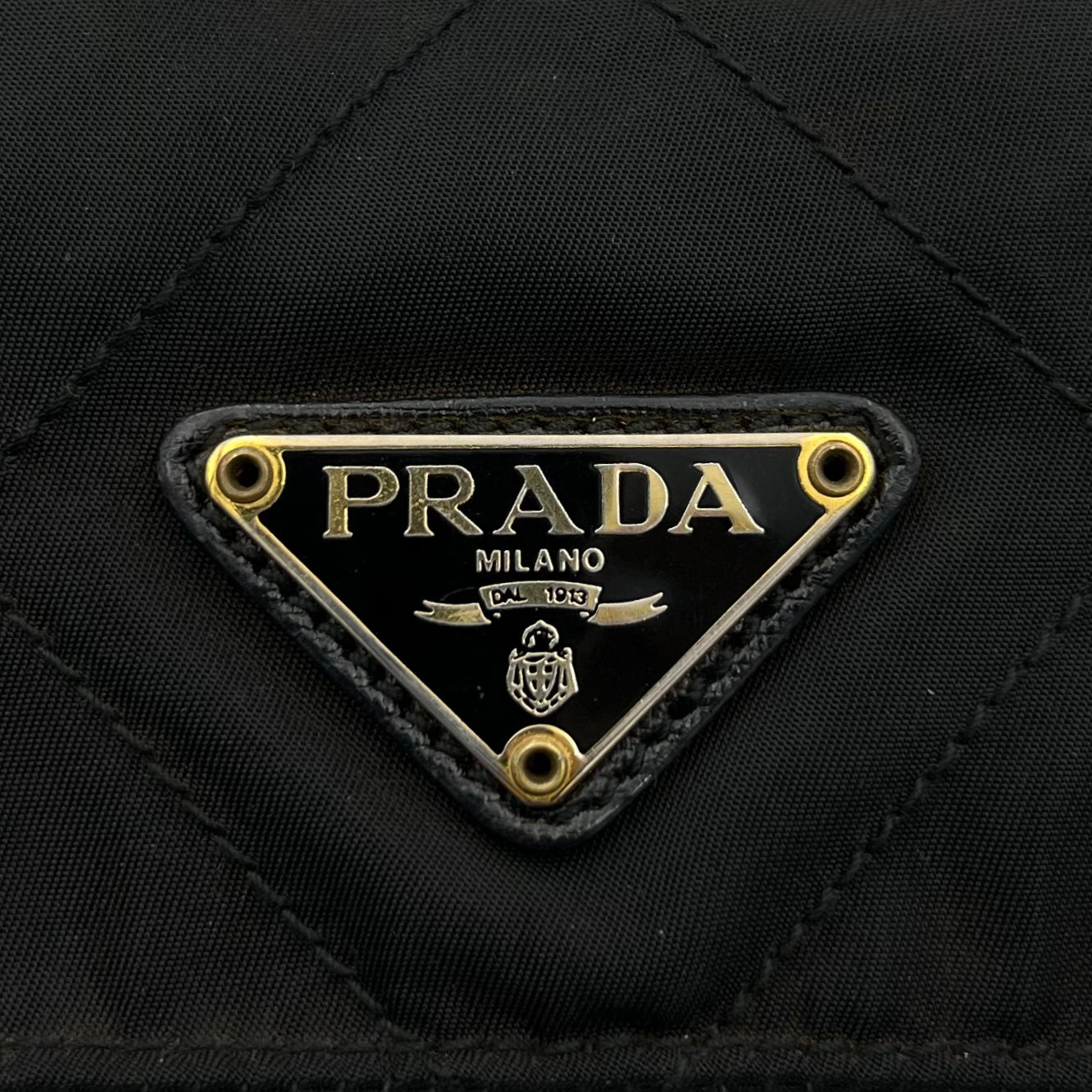 Prada Black Quilted Nylon Flap Chain Bag GHW
