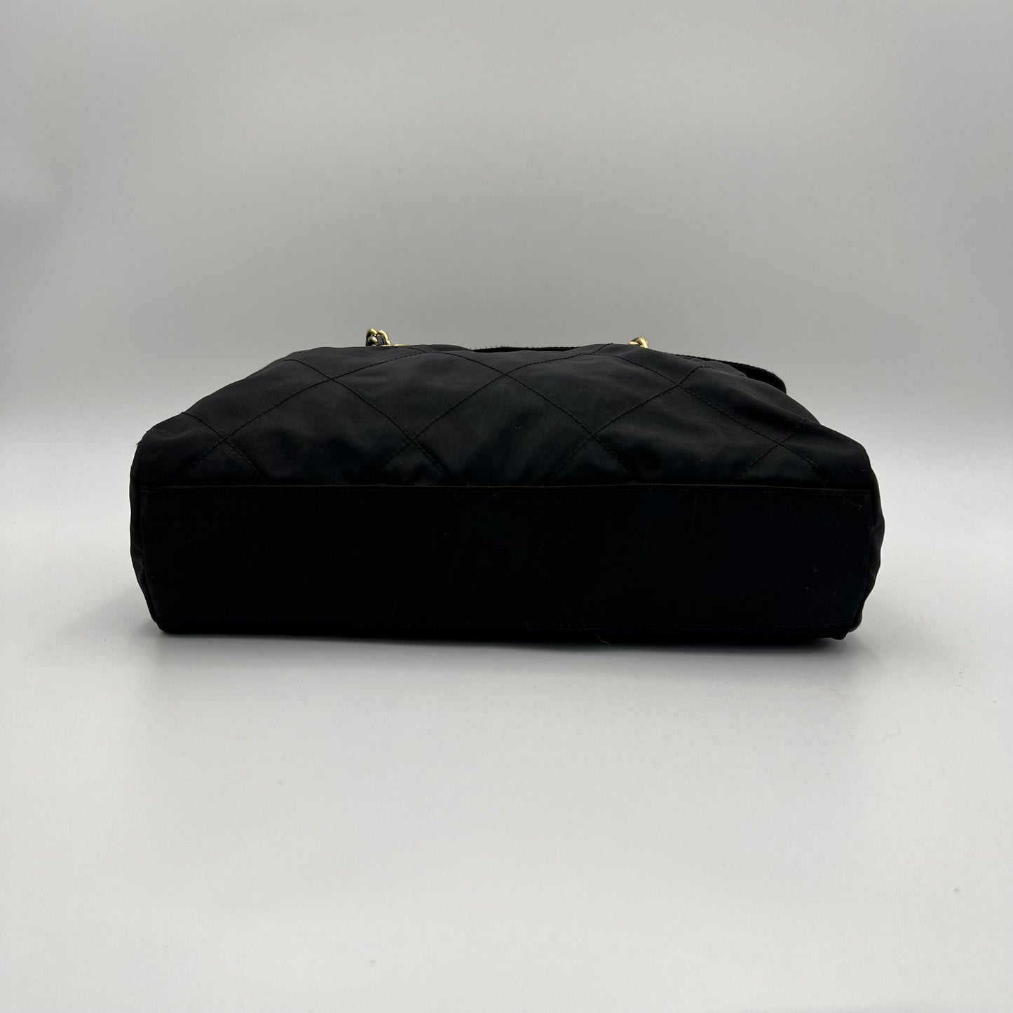 Prada Black Quilted Nylon Flap Chain Bag GHW