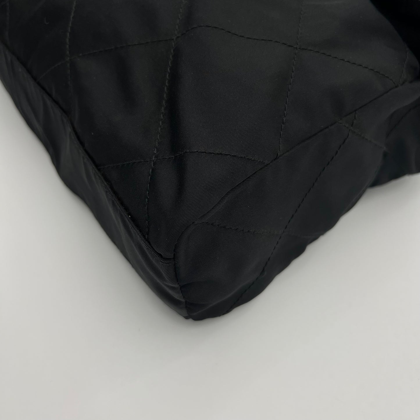 Prada Black Quilted Nylon Flap Chain Bag GHW