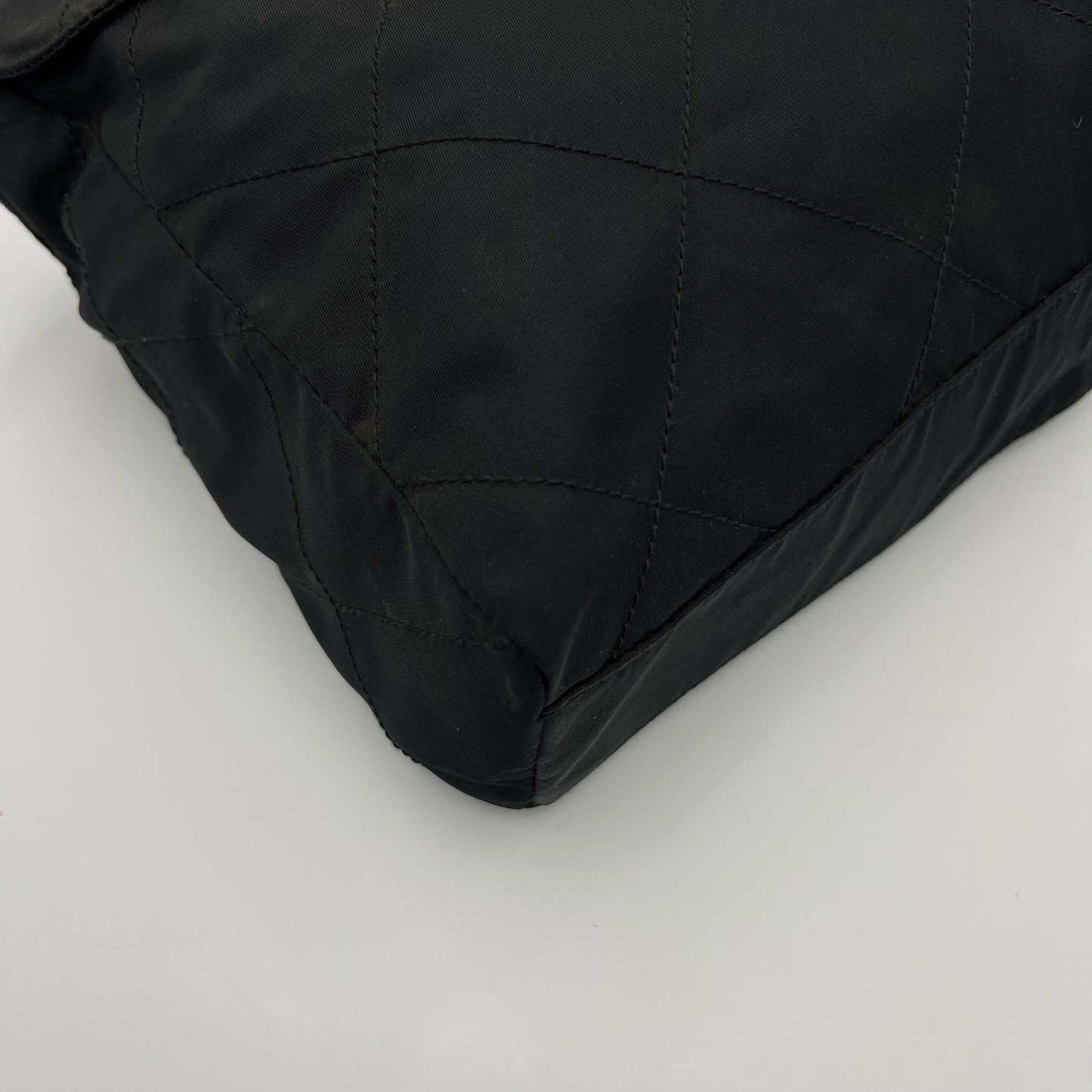 Prada Black Quilted Nylon Flap Chain Bag GHW