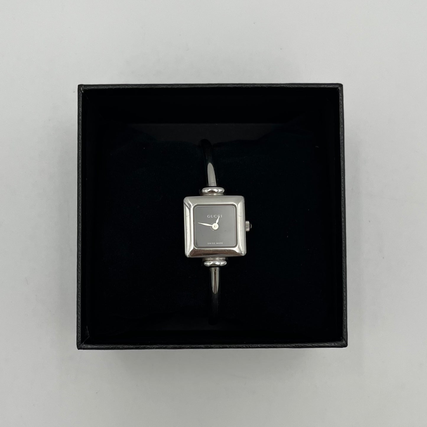 Gucci 1900L Square Black Dial Stainless Steel Bangle