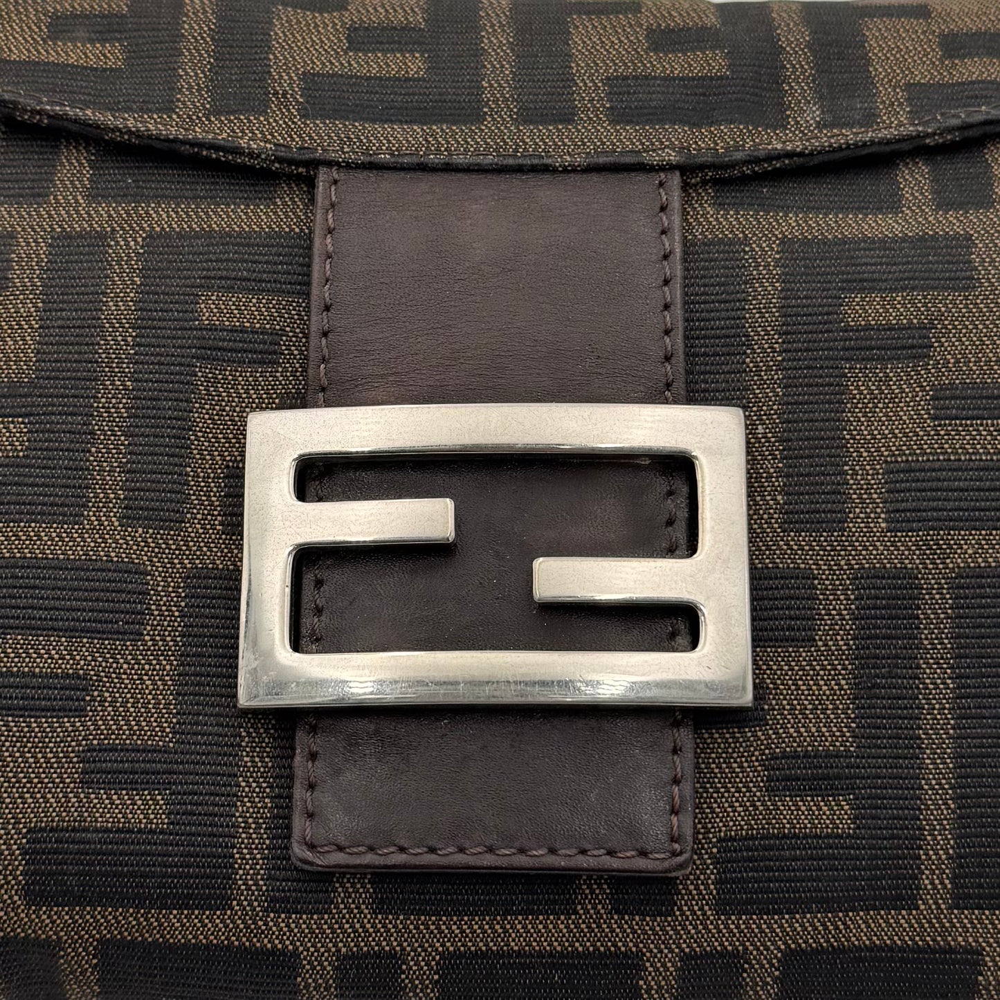 Fendi Tobacco Zucca Double Flap Baguette