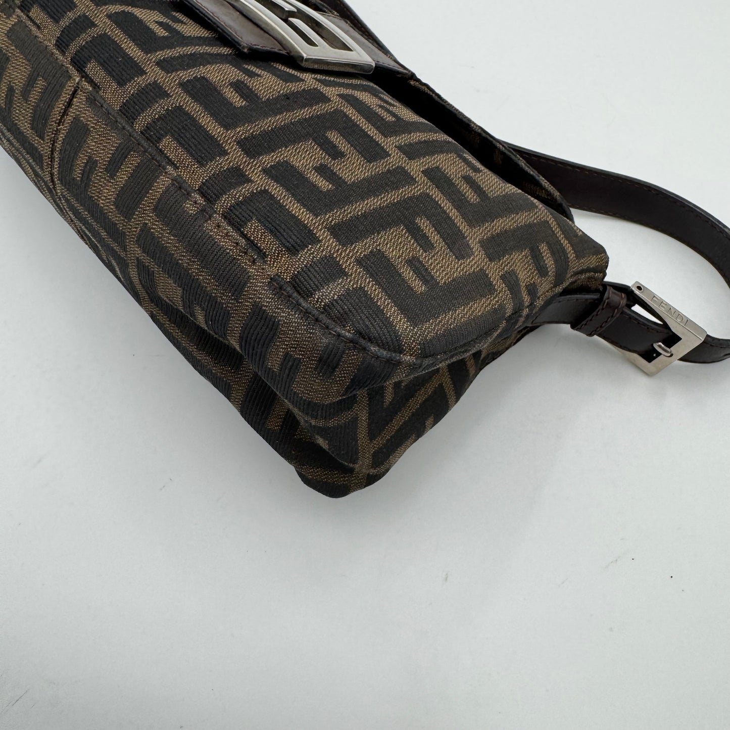 Fendi Tobacco Zucca Double Flap Baguette