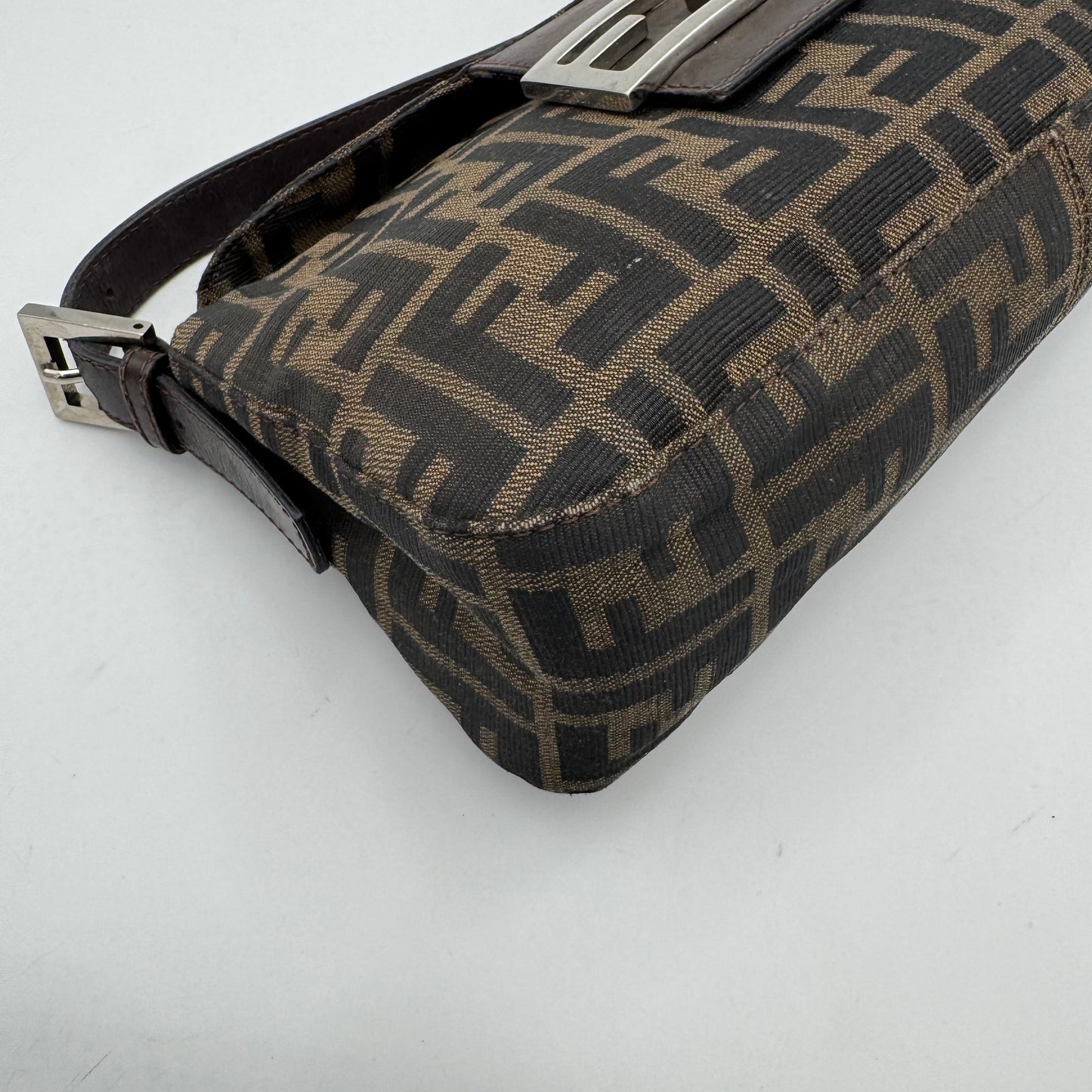 Fendi Tobacco Zucca Double Flap Baguette