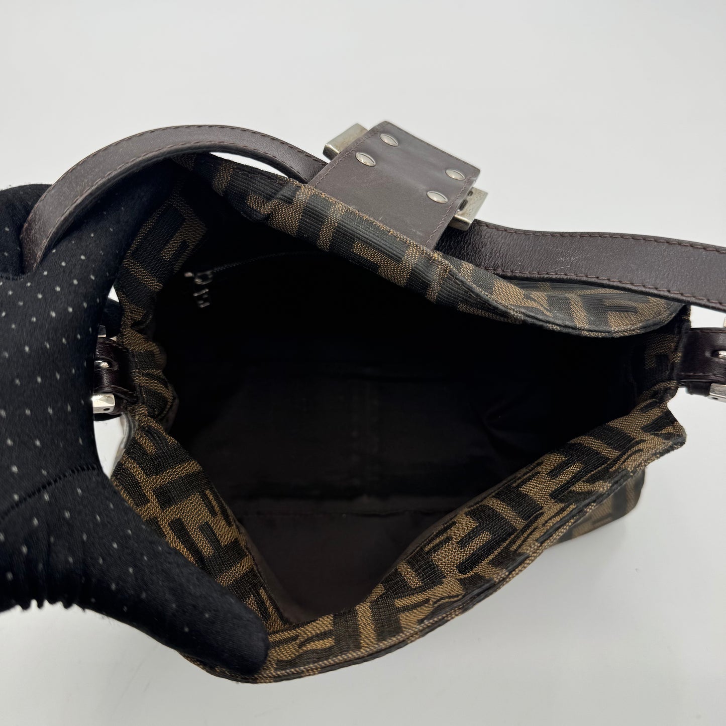 Fendi Tobacco Zucca Double Flap Baguette
