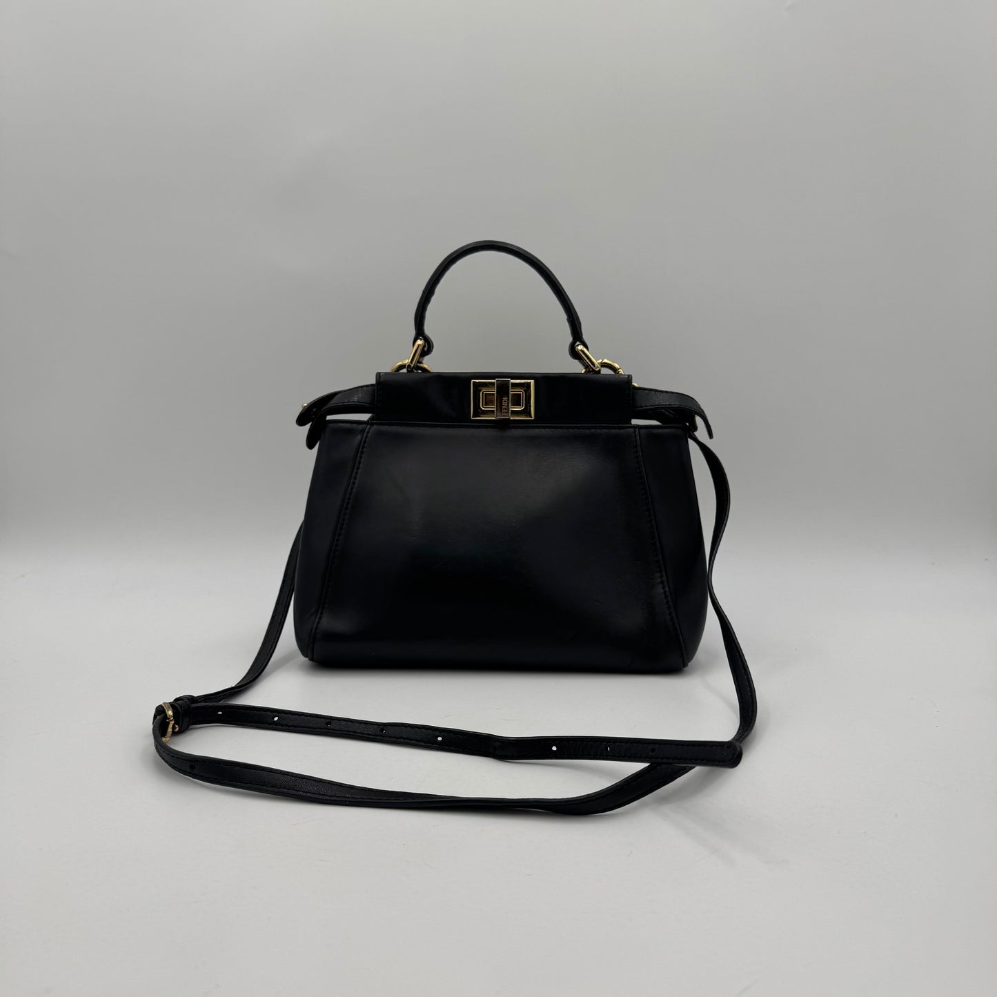 Fendi Black Leather Mini Peekaboo With Sling