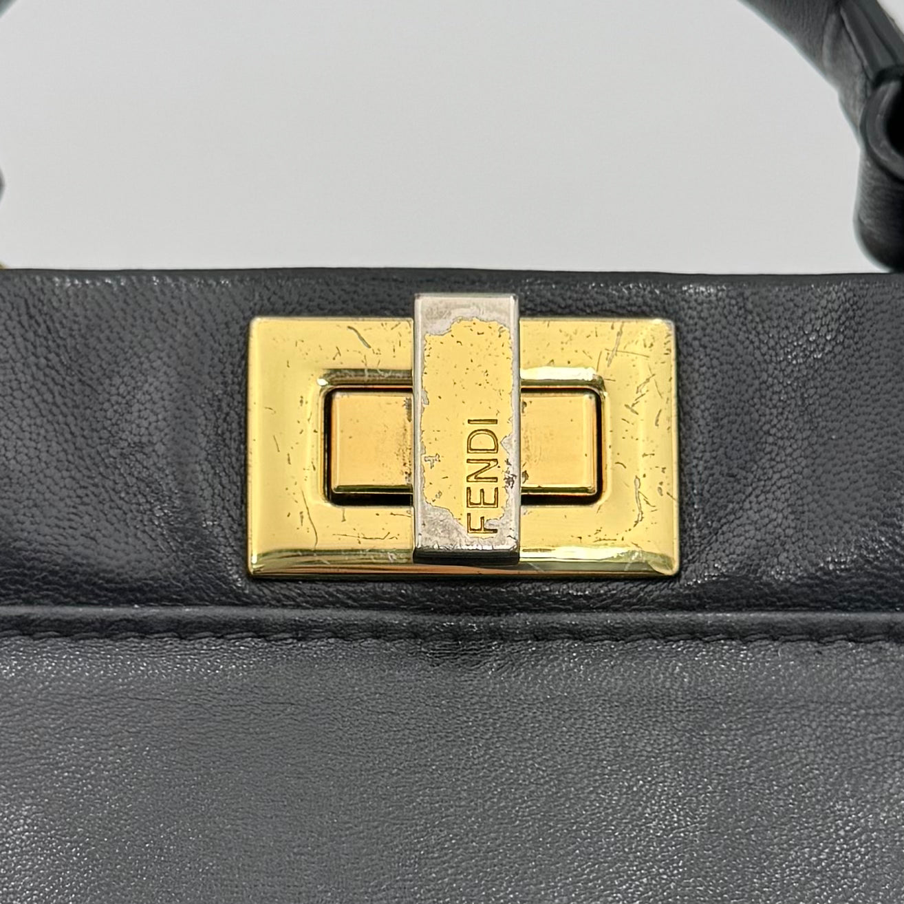 Fendi Black Leather Mini Peekaboo With Sling