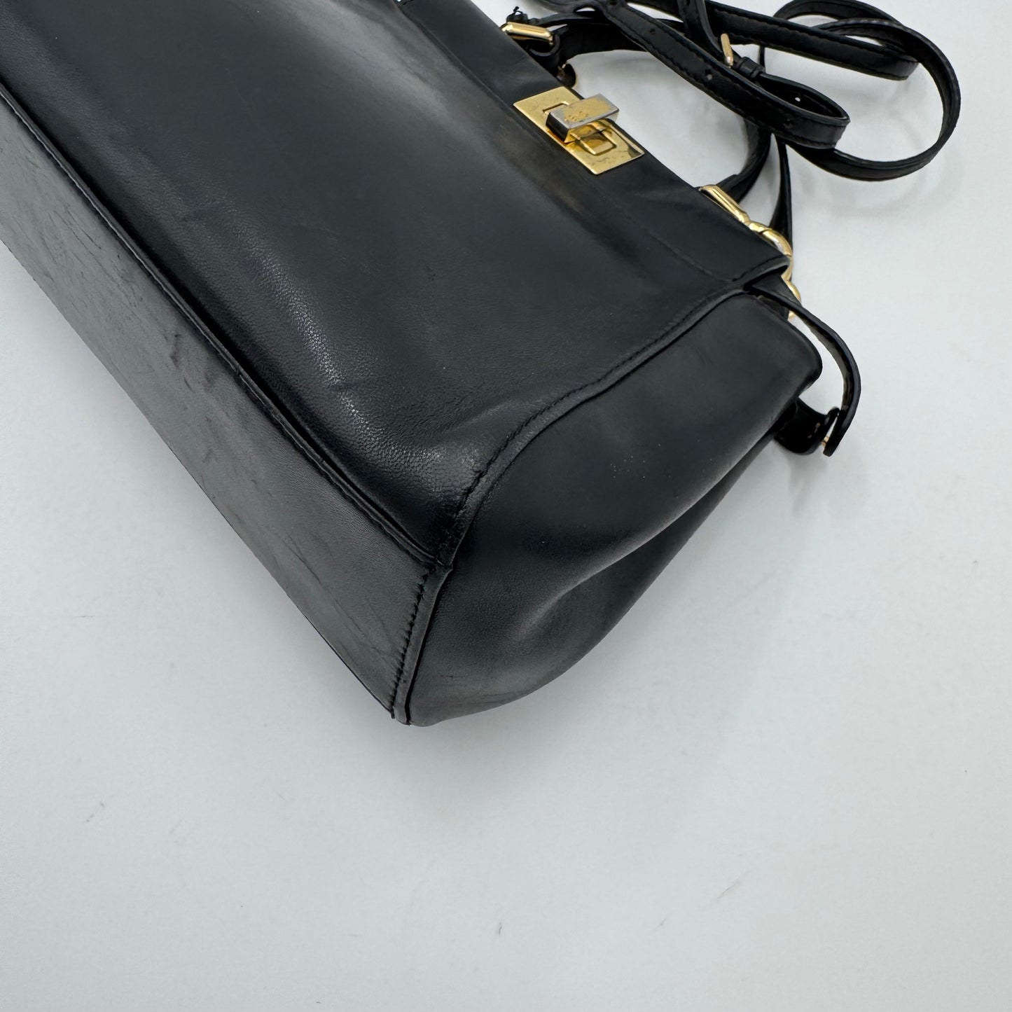 Fendi Black Leather Mini Peekaboo With Sling