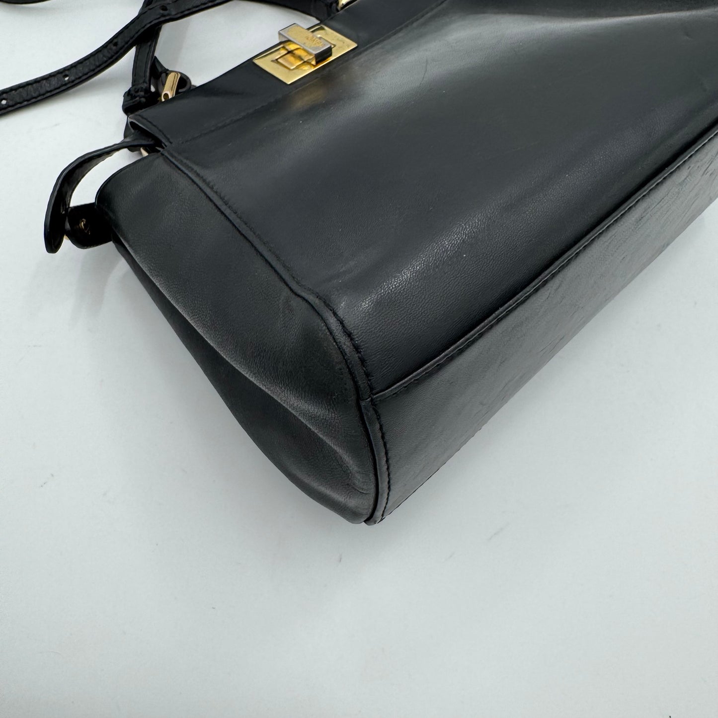 Fendi Black Leather Mini Peekaboo With Sling
