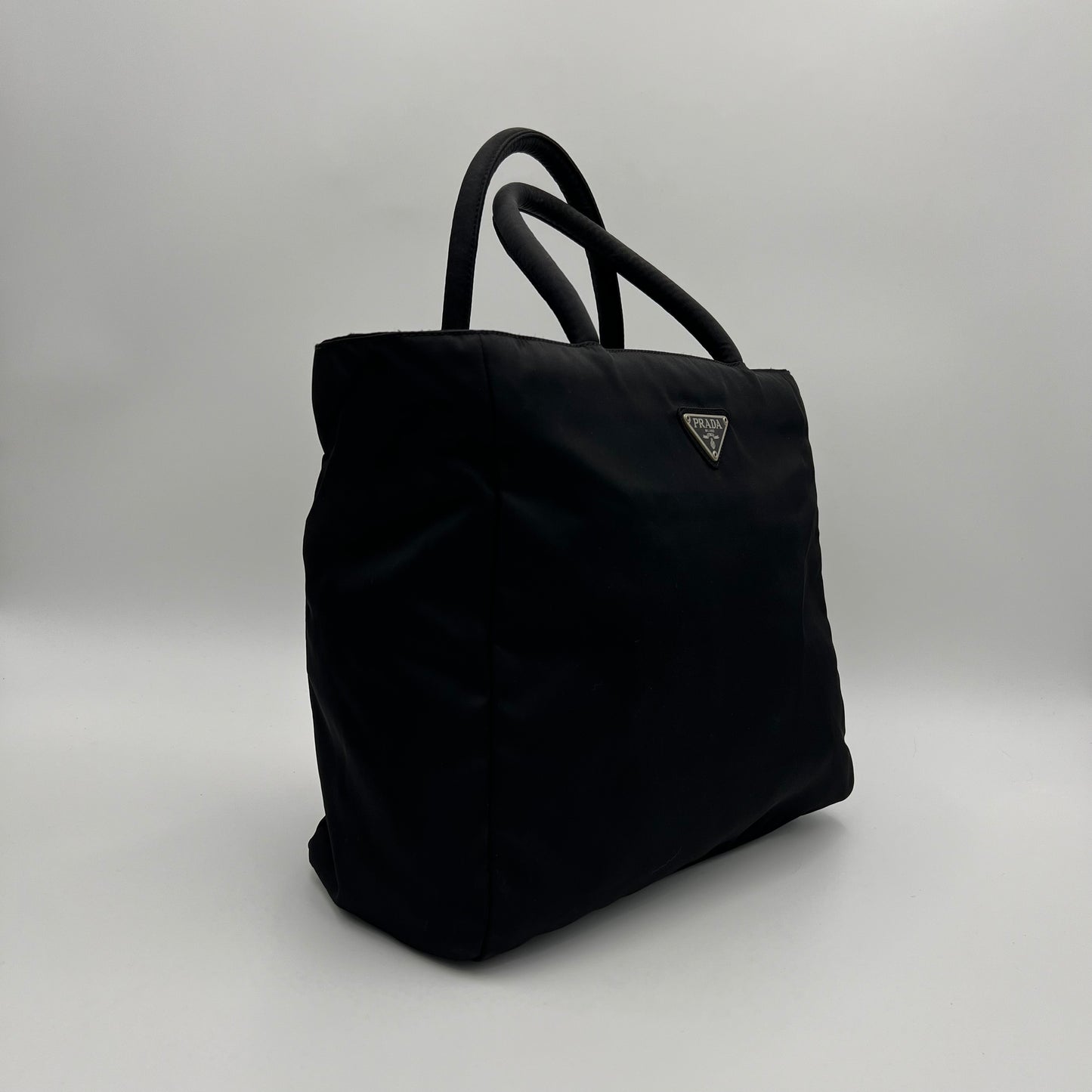 Prada Black Nylon Medium Zip Tote