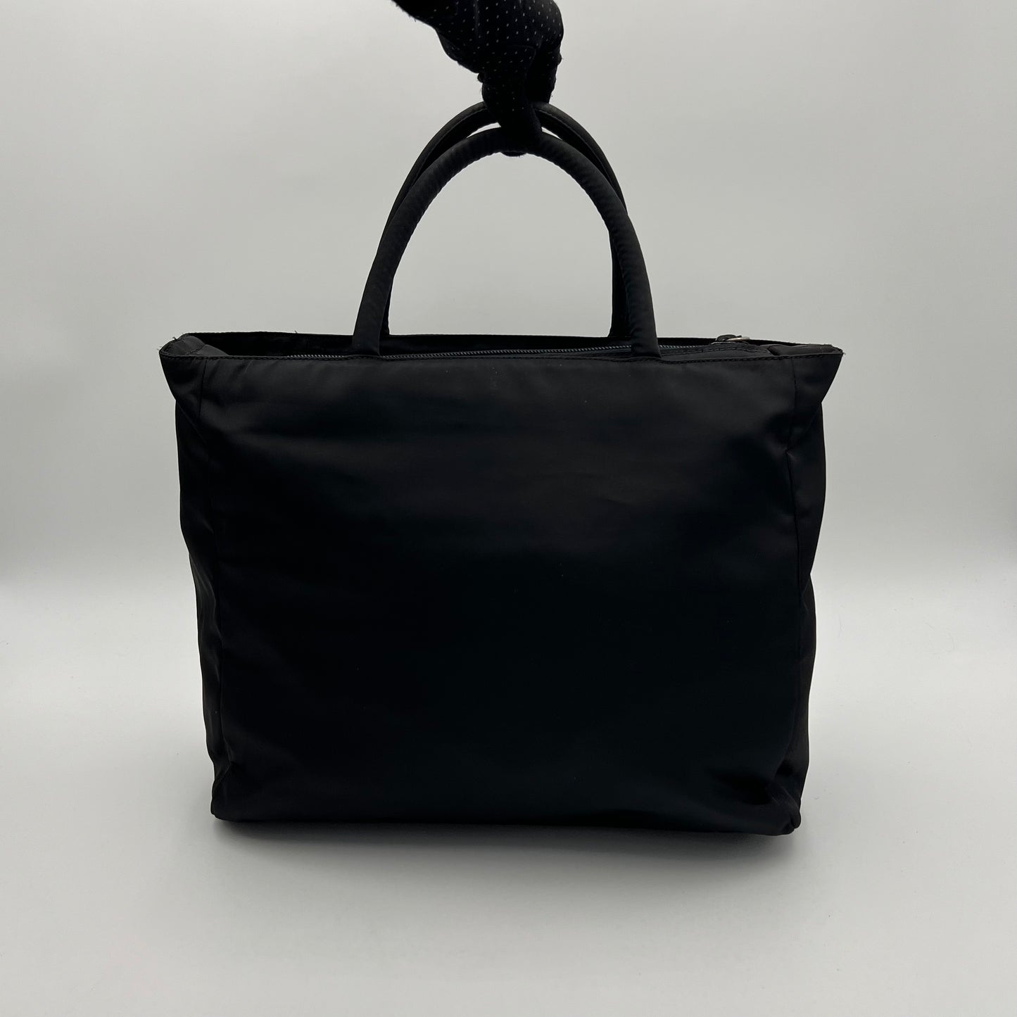 Prada Black Nylon Medium Zip Tote
