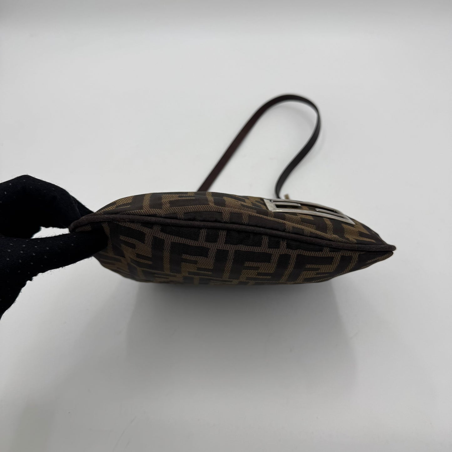 Fendi Tobacco Zucca Canvas FF Plate Shoulder Bag