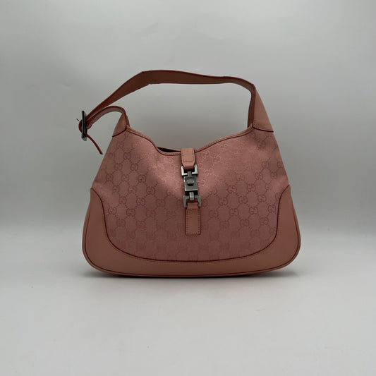 Gucci Pink Monogram Canvas and Leather Jackie