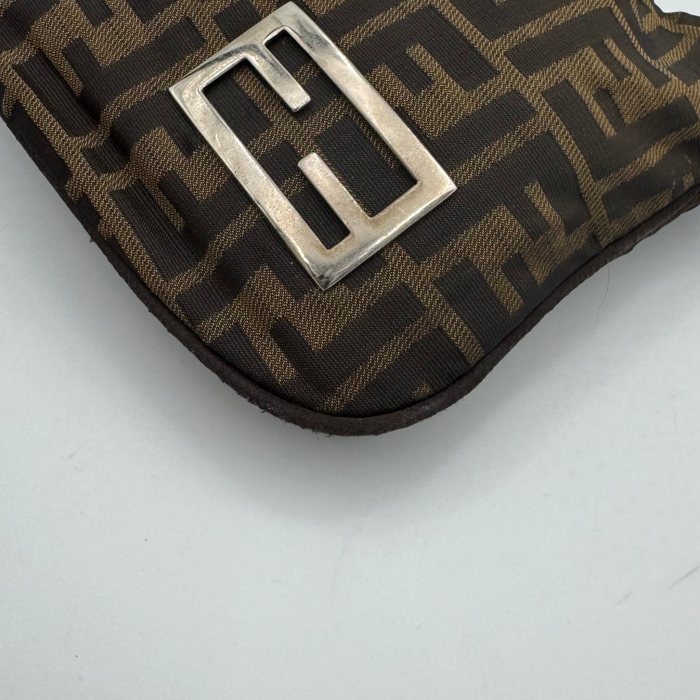 Fendi Tobacco Zucca Canvas FF Plate Shoulder Bag