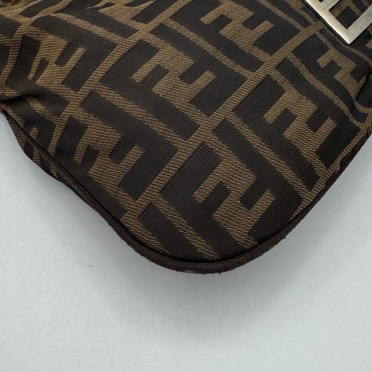 Fendi Tobacco Zucca Canvas FF Plate Shoulder Bag