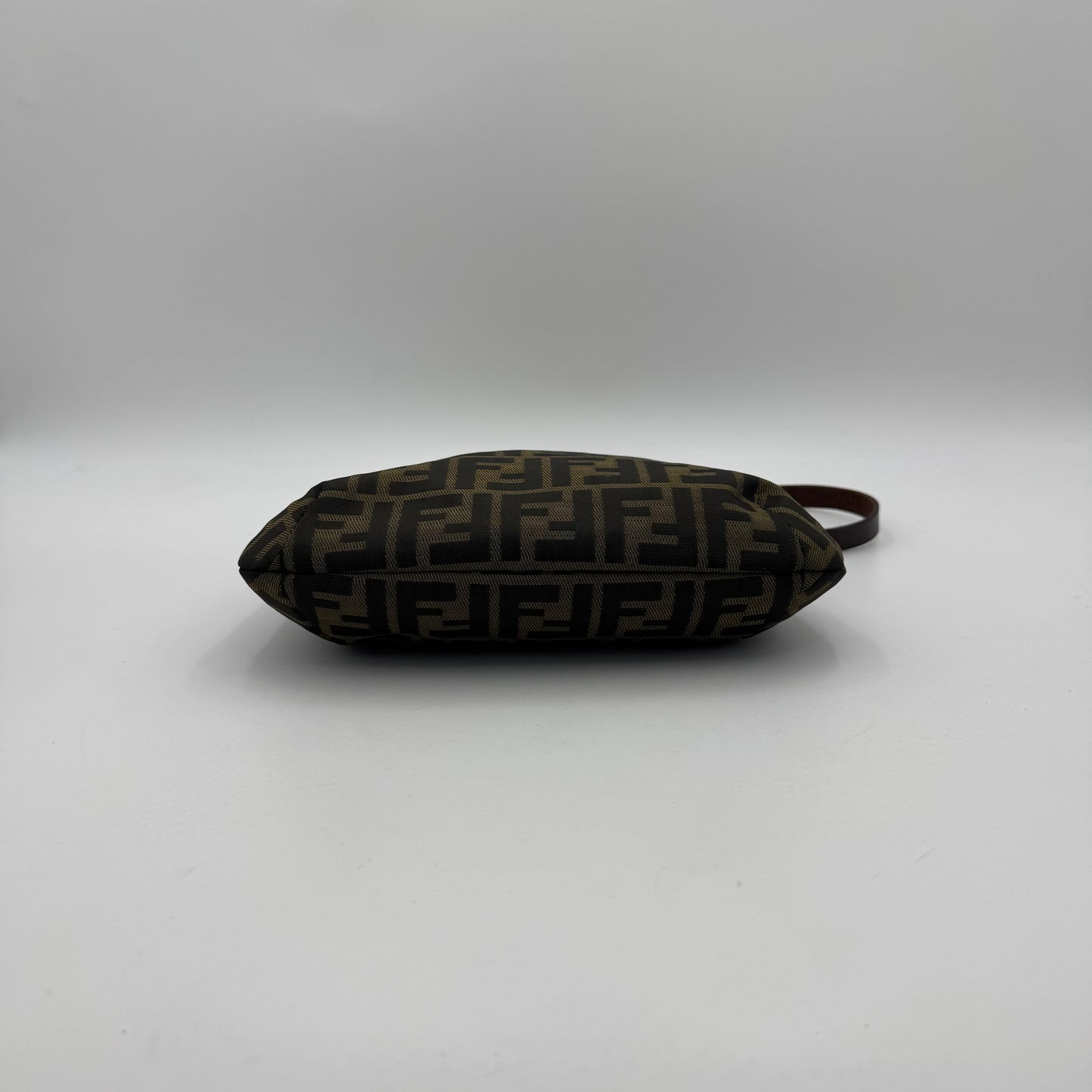 Fendi Tobacco Zucca Canvas FF Logo Plate Shoulder Bag