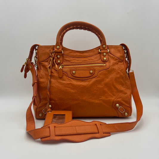 Balenciaga Orange Leather Giant 12 Velo GHW