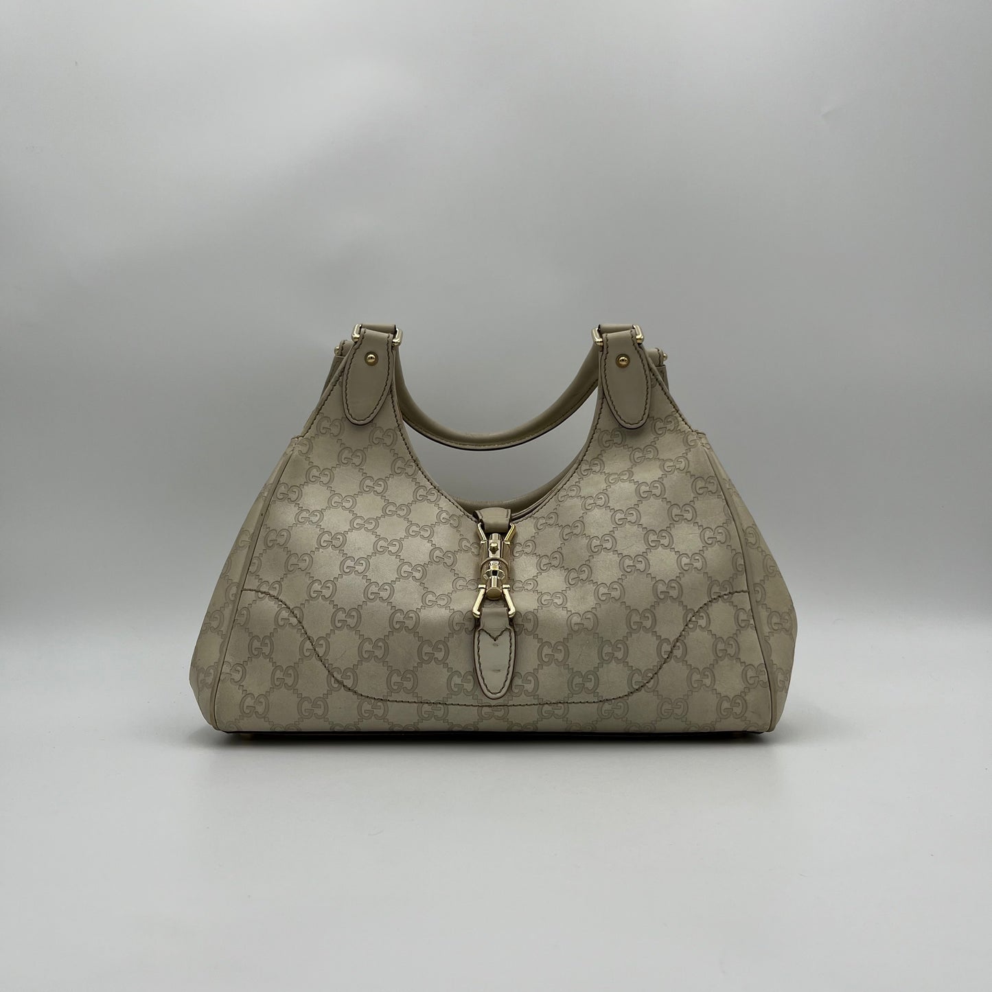 Gucci Off White Guccissima Leather Jackie Shoulder Bag