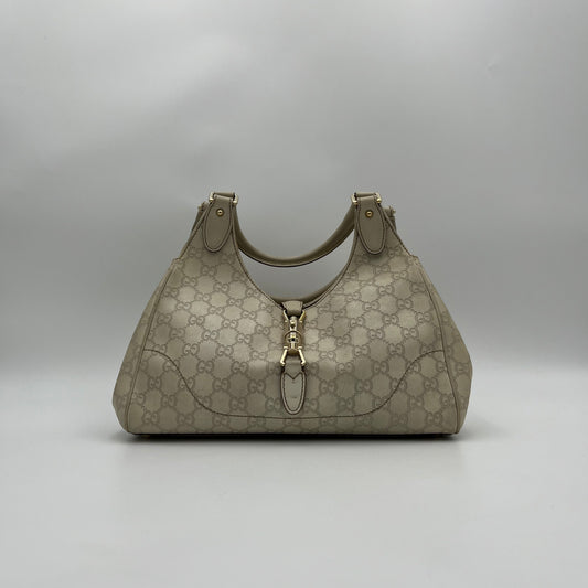 Gucci Off White Guccissima Leather Jackie Shoulder Bag