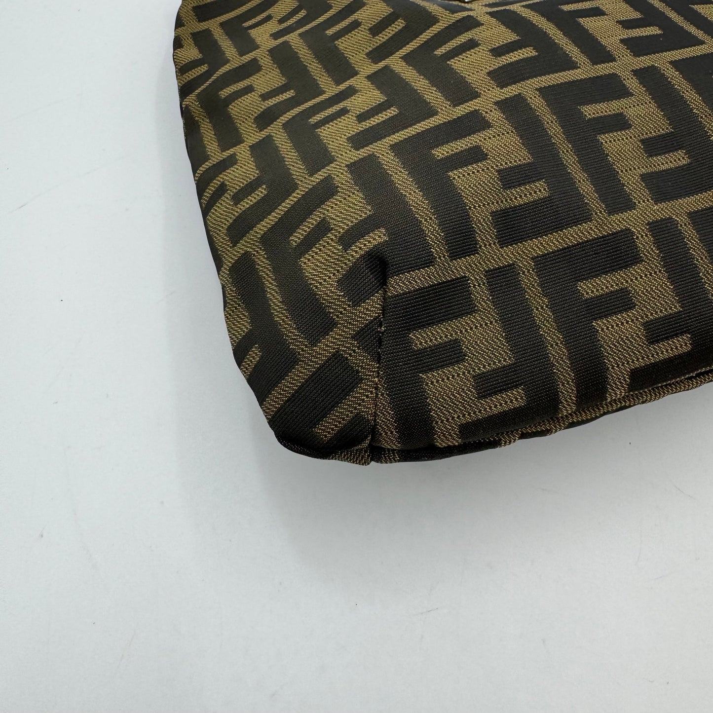 Fendi Tobacco Zucca Canvas FF Logo Plate Shoulder Bag