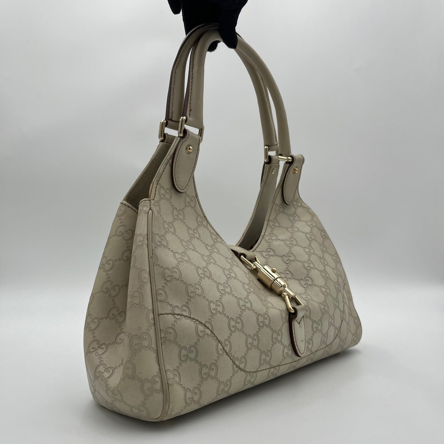 Gucci Off White Guccissima Leather Jackie Shoulder Bag