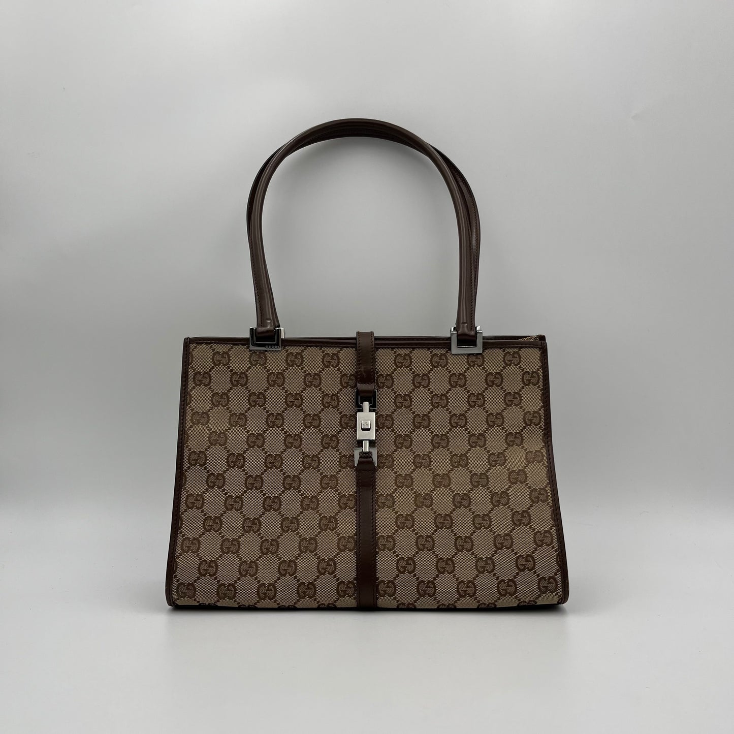 Gucci Brown Monogram Canvas and Leather Square Jackie