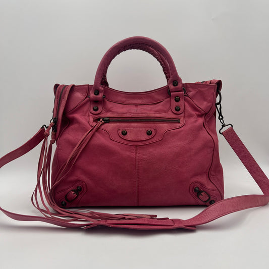 Balenciaga Pink Perforated Leather Classic Velo