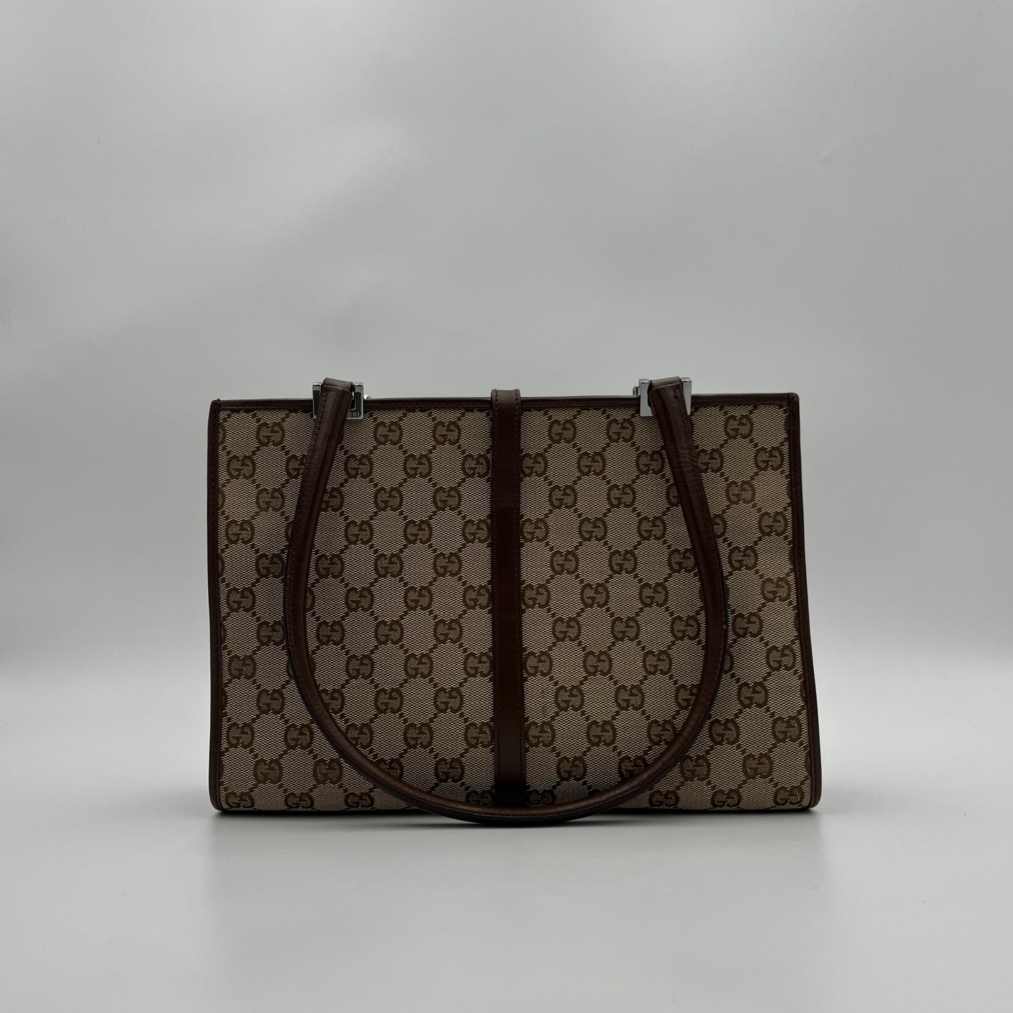 Gucci Brown Monogram Canvas and Leather Square Jackie
