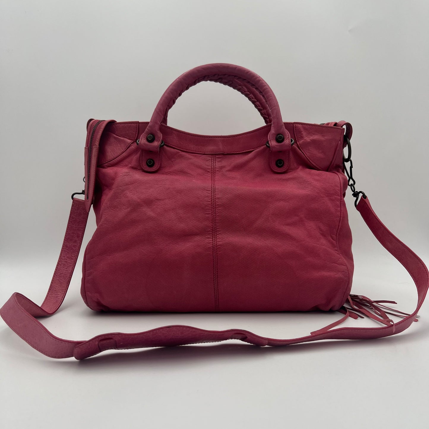 Balenciaga Pink Perforated Leather Classic Velo