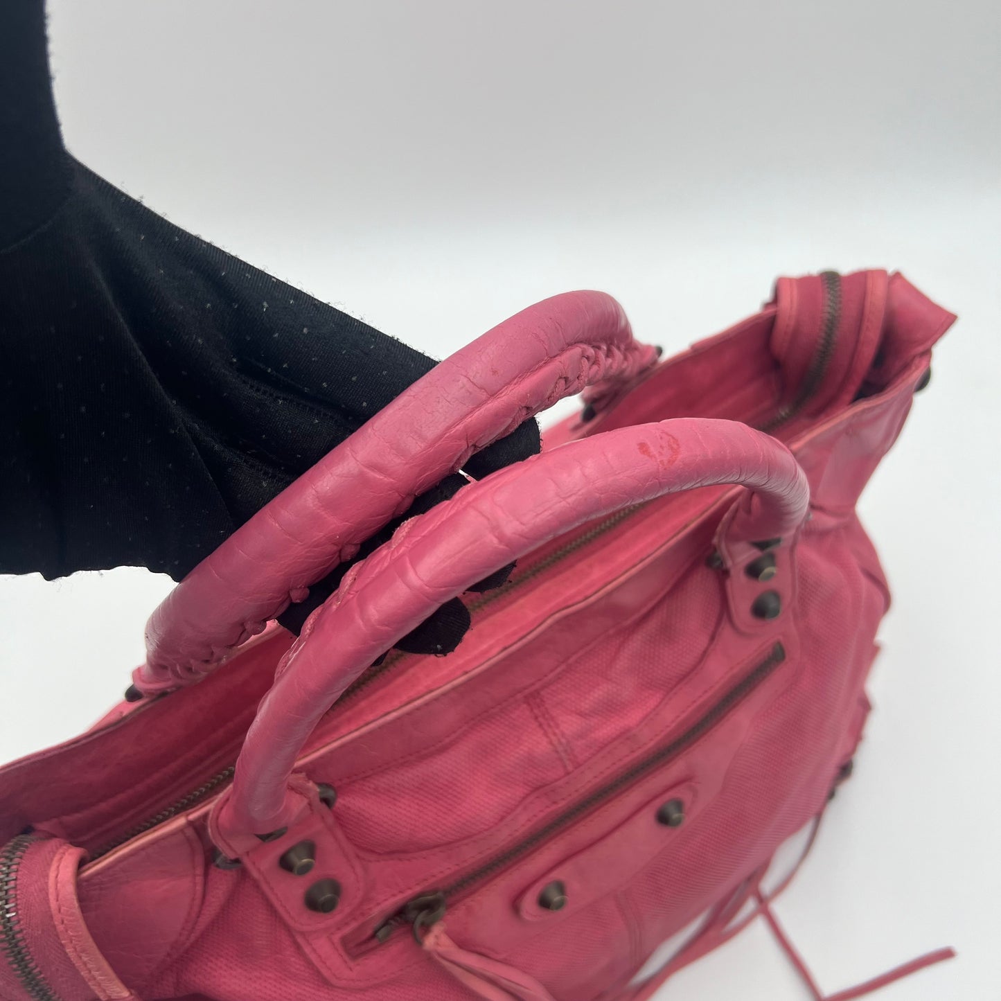 Balenciaga Pink Perforated Leather Classic Velo