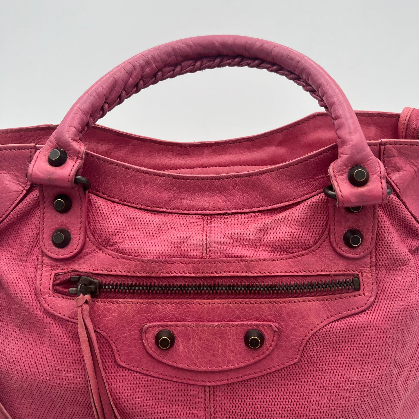 Balenciaga Pink Perforated Leather Classic Velo