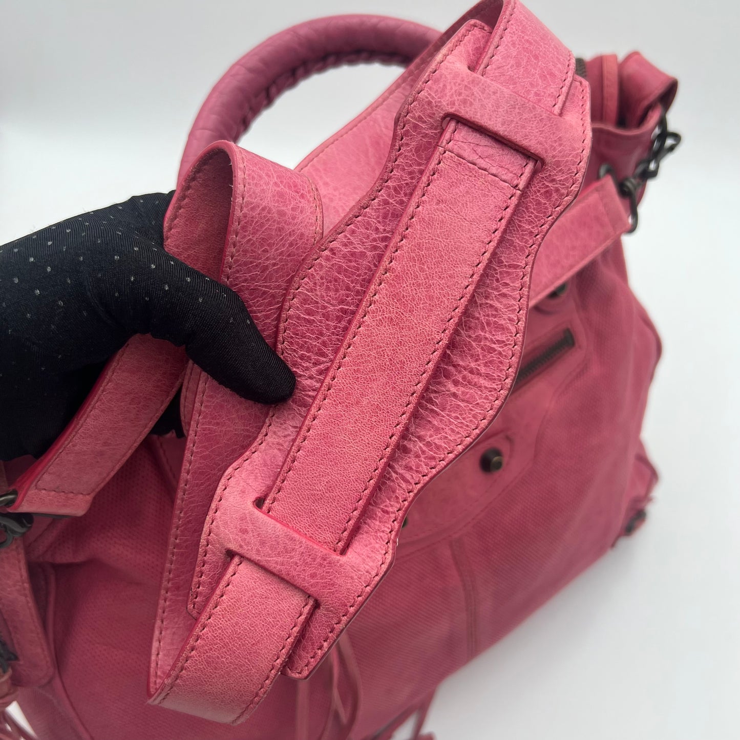 Balenciaga Pink Perforated Leather Classic Velo