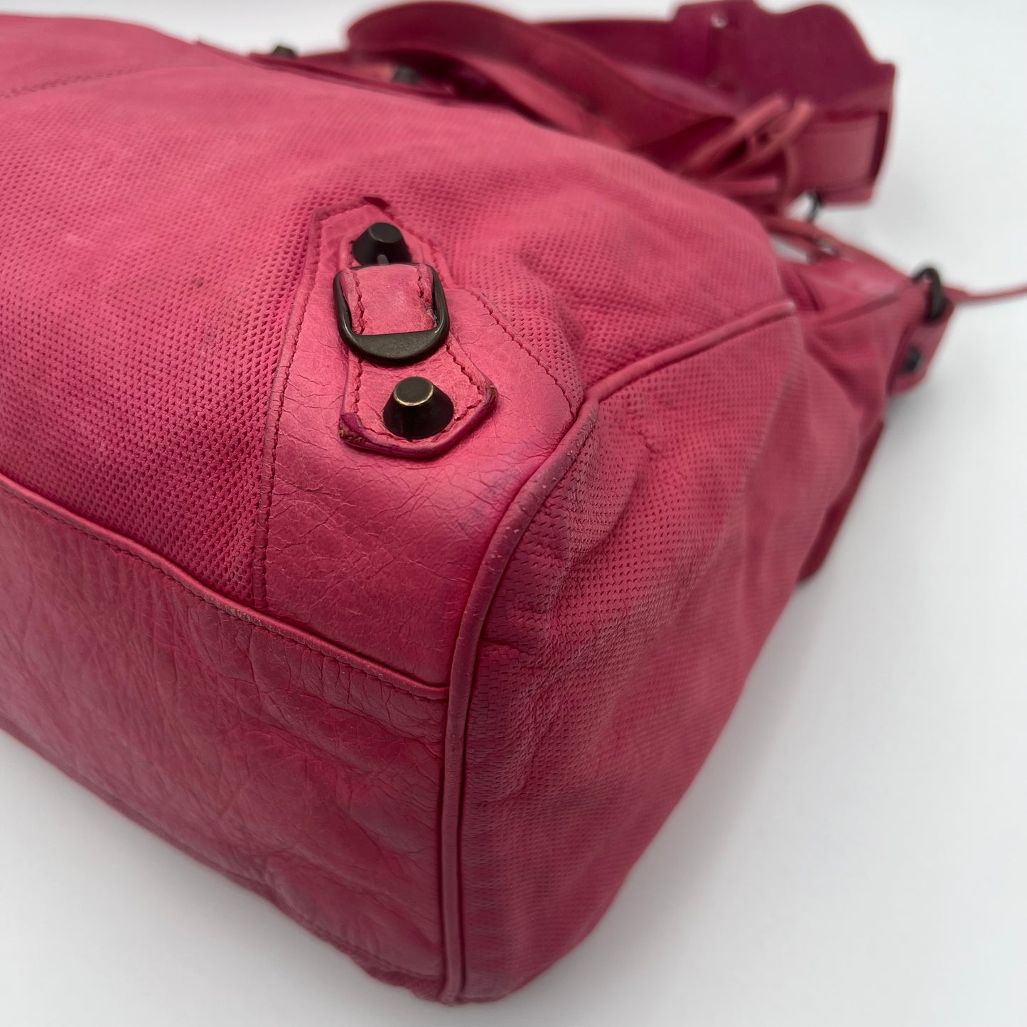 Balenciaga Pink Perforated Leather Classic Velo