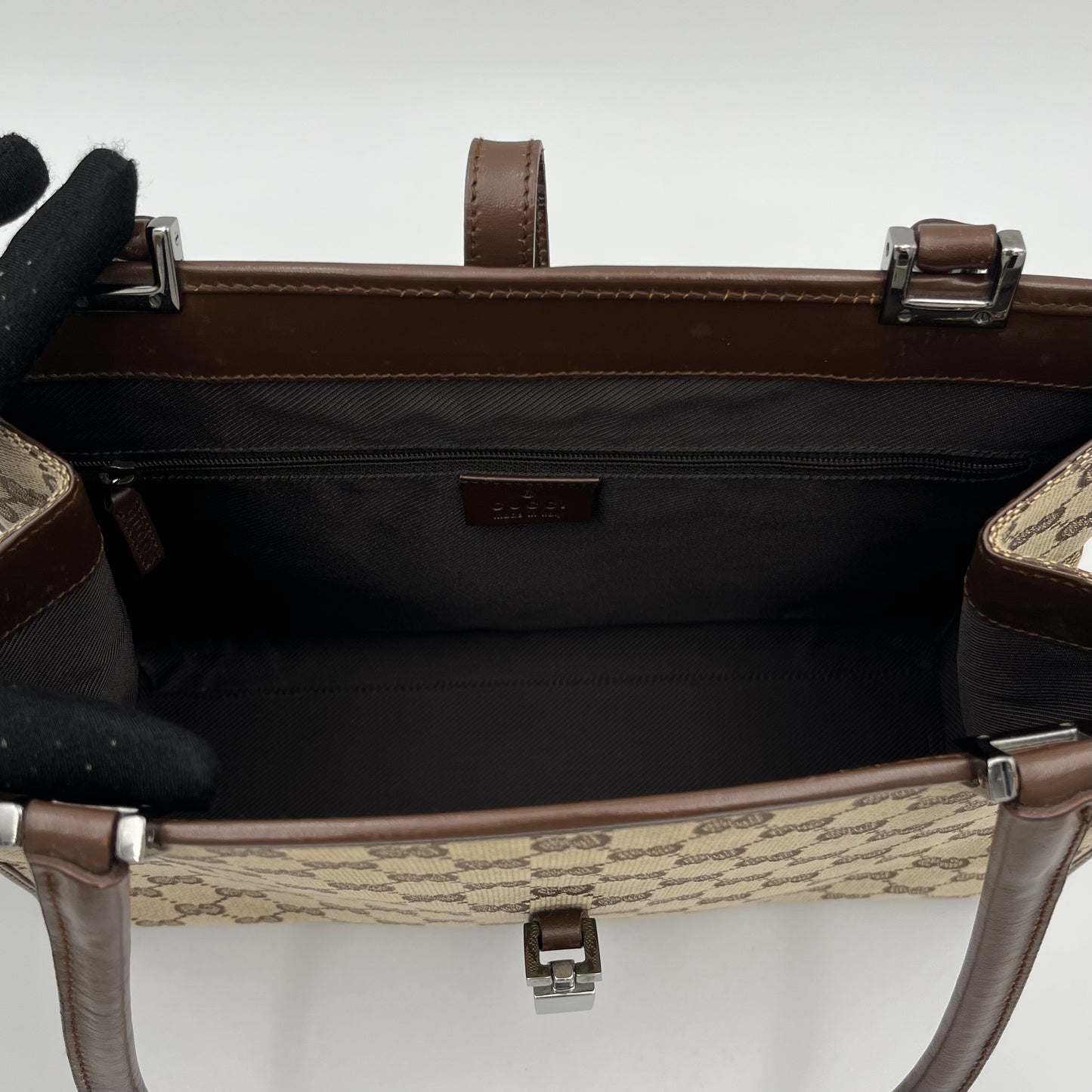 Gucci Brown Monogram Canvas and Leather Square Jackie