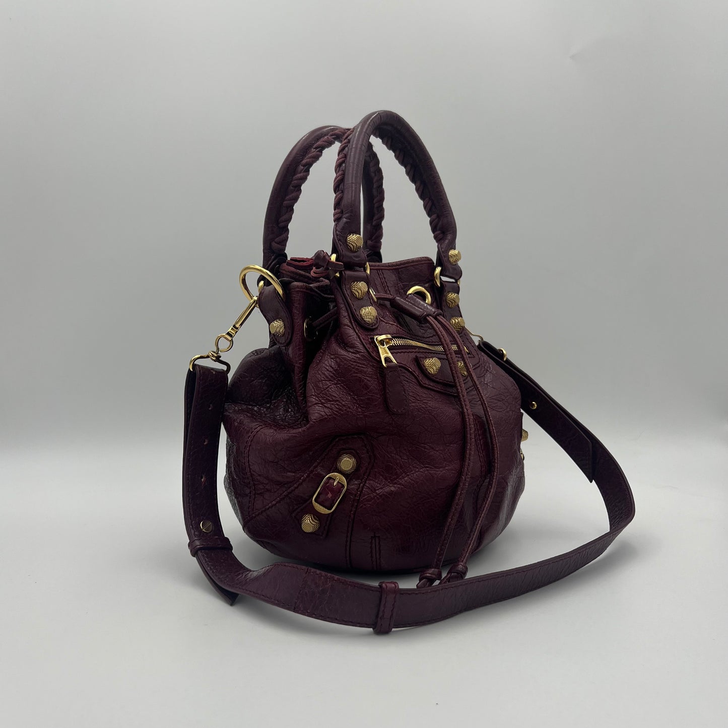Balenciaga Wine Leather Giant 12 Mini Pompon