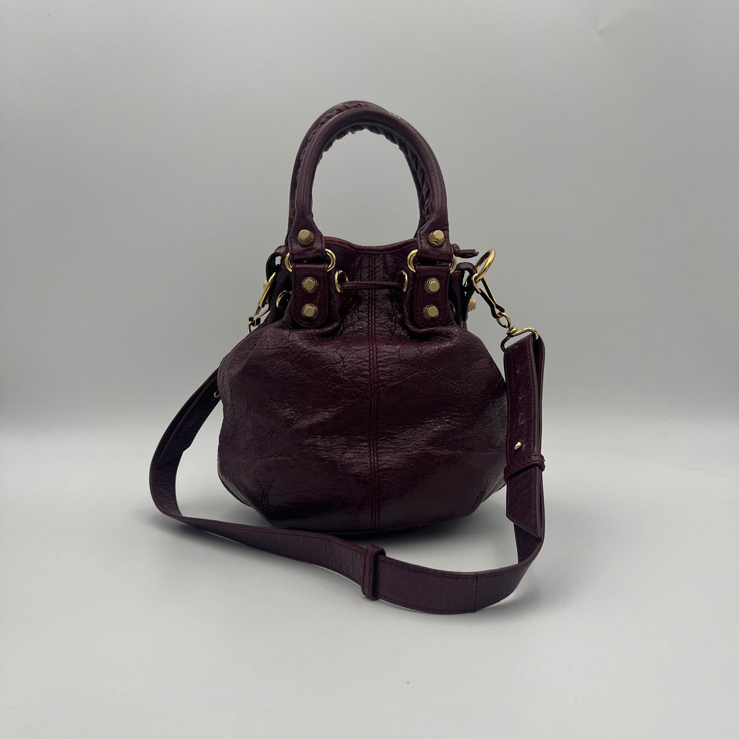 Balenciaga Wine Leather Giant 12 Mini Pompon