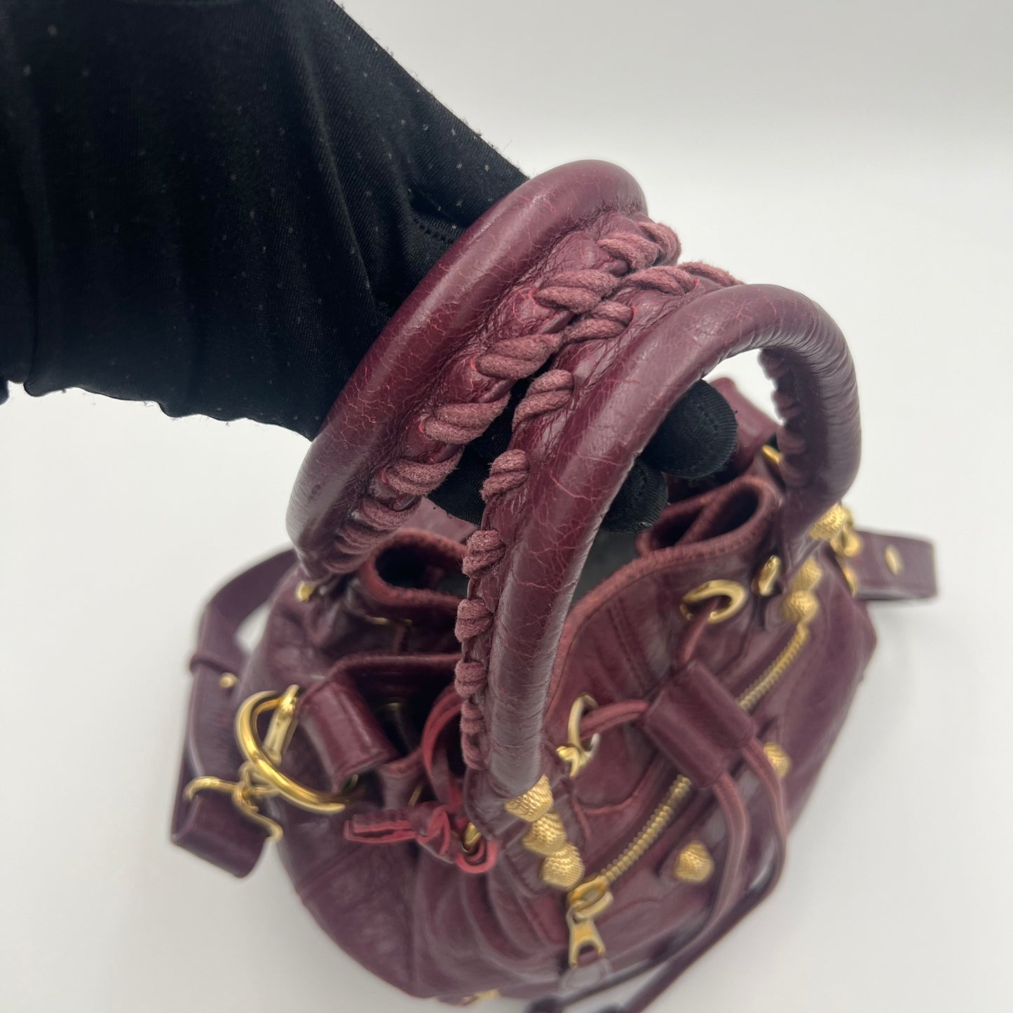 Balenciaga Wine Leather Giant 12 Mini Pompon